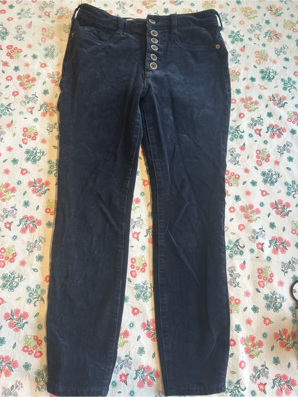 Anthropologie Navy Skinny Button-Fly Corduroy Pants